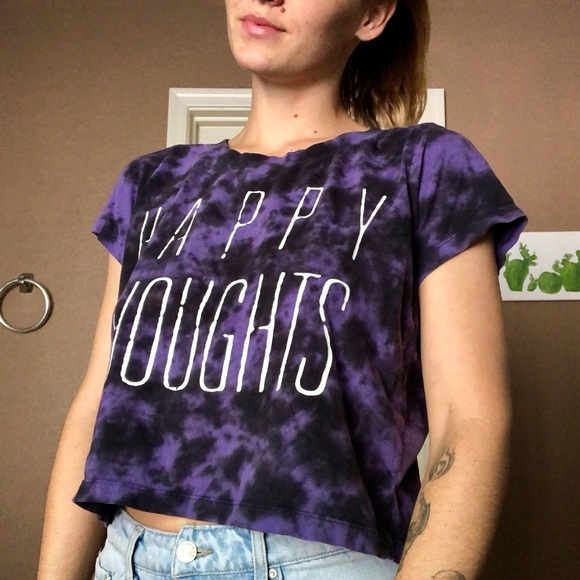 Purple and Black Tye-Dye “Happy Thoughts” shirt - Picture 2 of 5